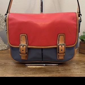 Coach rare multi colour solid leather satchel like cross body bag